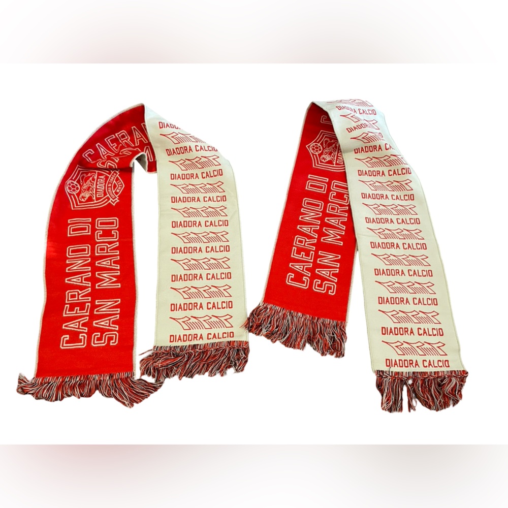 Set of 2 Diadora Red and White Soccer Scarf